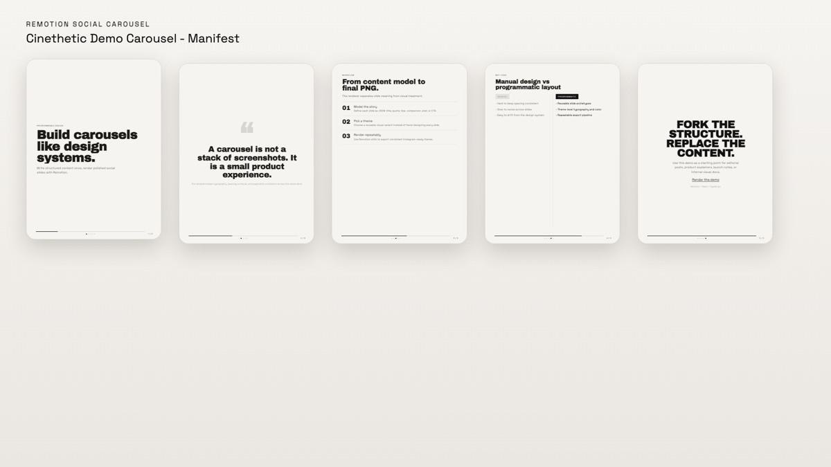 Manifest theme preview from the public Cinethetic demo